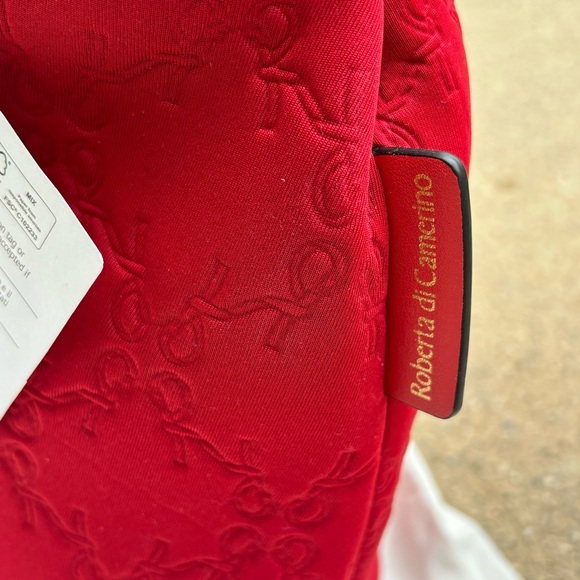 Roberta di Camerino Red Tote with Bamboo Handles Monogram Design - Picture 13 of 16